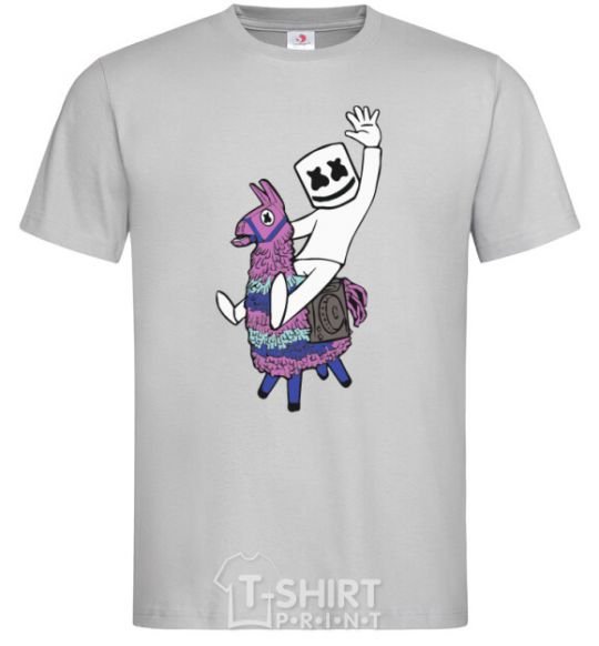 Men's T-Shirt Marshmello fortnite grey фото