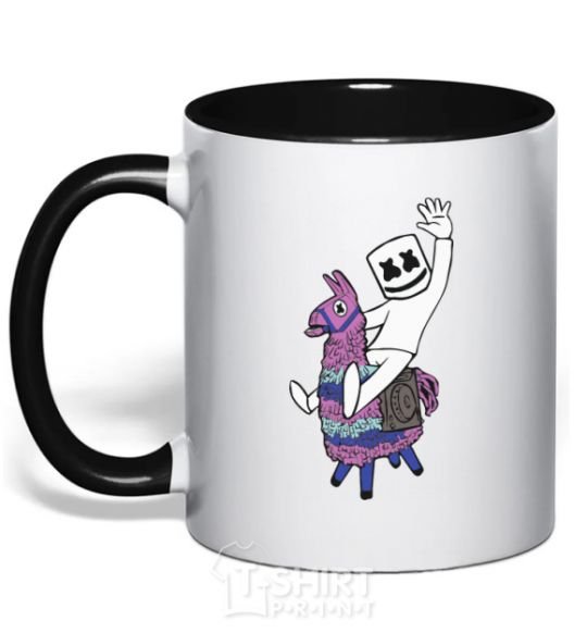 Mug with a colored handle Marshmello fortnite black фото