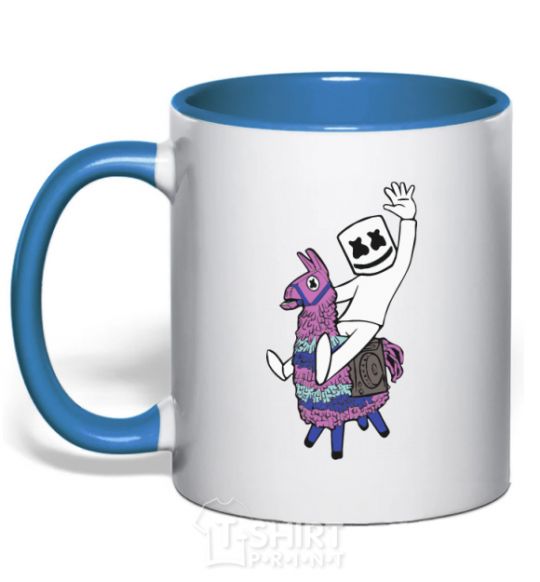 Mug with a colored handle Marshmello fortnite royal-blue фото