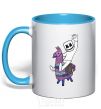 Mug with a colored handle Marshmello fortnite sky-blue фото