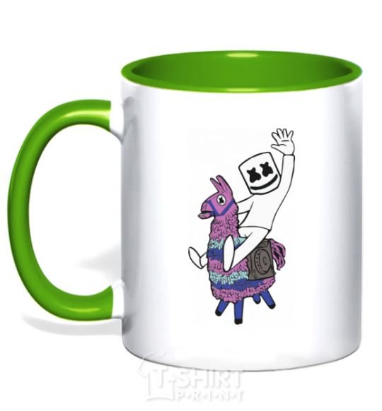 Mug with a colored handle Marshmello fortnite kelly-green фото