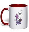 Mug with a colored handle Marshmello fortnite red фото