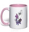 Mug with a colored handle Marshmello fortnite light-pink фото