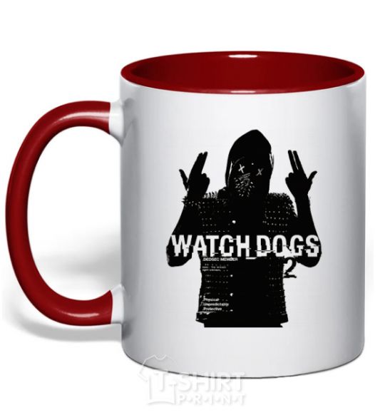 Mug with a colored handle Watch Dogs Wrench red фото