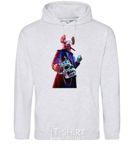 Men`s hoodie Watch dogs pig sport-grey фото