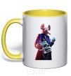 Mug with a colored handle Watch dogs pig yellow фото