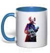 Mug with a colored handle Watch dogs pig royal-blue фото