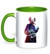 Mug with a colored handle Watch dogs pig kelly-green фото