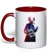 Mug with a colored handle Watch dogs pig red фото