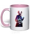 Mug with a colored handle Watch dogs pig light-pink фото