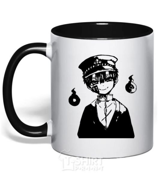 Mug with a colored handle Hanako Toilet-Bound black фото