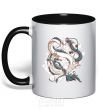 Mug with a colored handle Драконы ghibli black фото