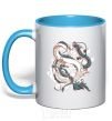 Mug with a colored handle Драконы ghibli sky-blue фото