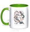 Mug with a colored handle Драконы ghibli kelly-green фото