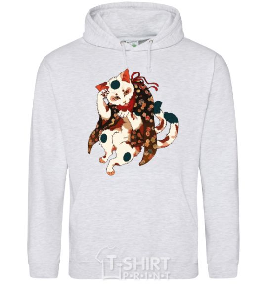 Men`s hoodie Anime cat sport-grey фото