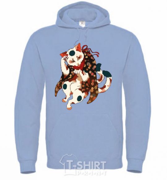 Men`s hoodie Anime cat sky-blue фото