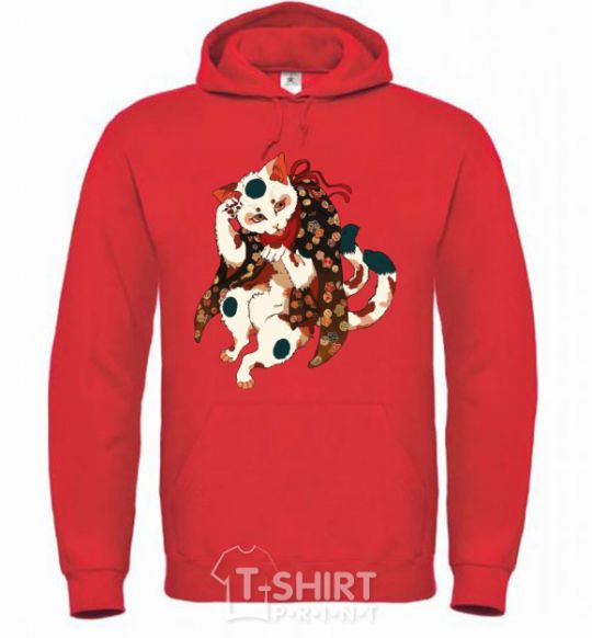 Men`s hoodie Anime cat bright-red фото