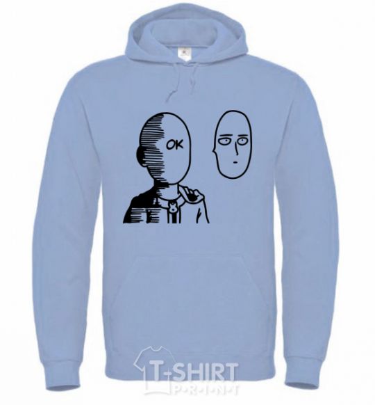 Men`s hoodie One Punch Man sky-blue фото