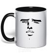 Mug with a colored handle Anime face black фото
