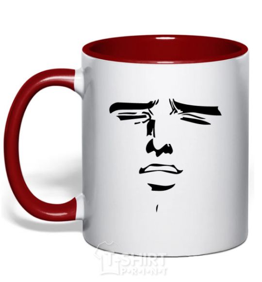 Mug with a colored handle Anime face red фото