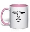 Mug with a colored handle Anime face light-pink фото