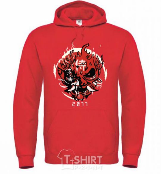 Men`s hoodie Cyberpunk dzen bright-red фото