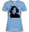 Women's T-shirt The girl with the fish sky-blue фото