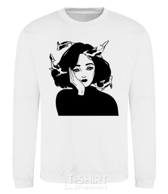 Sweatshirt The girl with the fish White фото