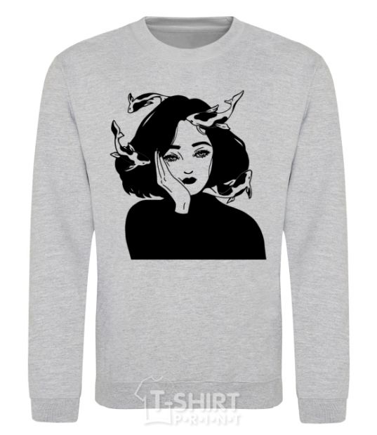 Sweatshirt The girl with the fish sport-grey фото