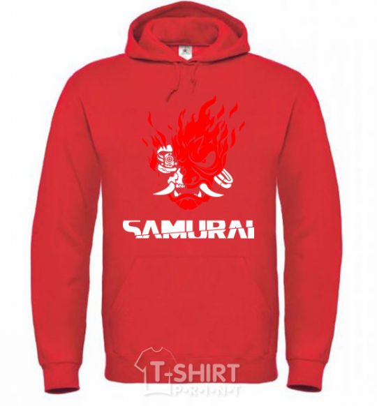 Men`s hoodie Cyberpunk 2077 samurai bright-red фото