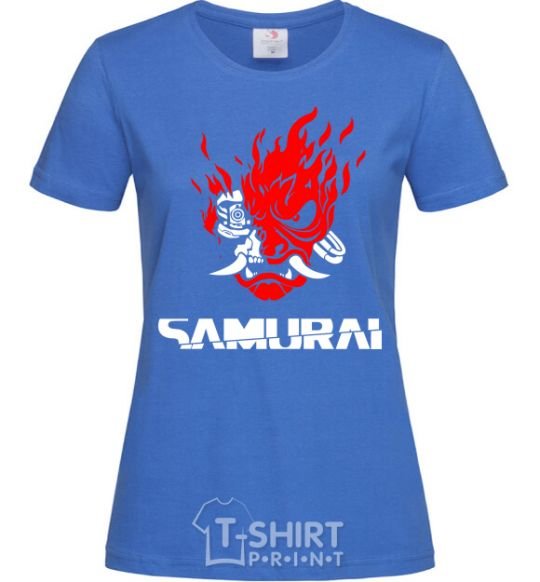 Women's T-shirt Cyberpunk 2077 samurai royal-blue фото