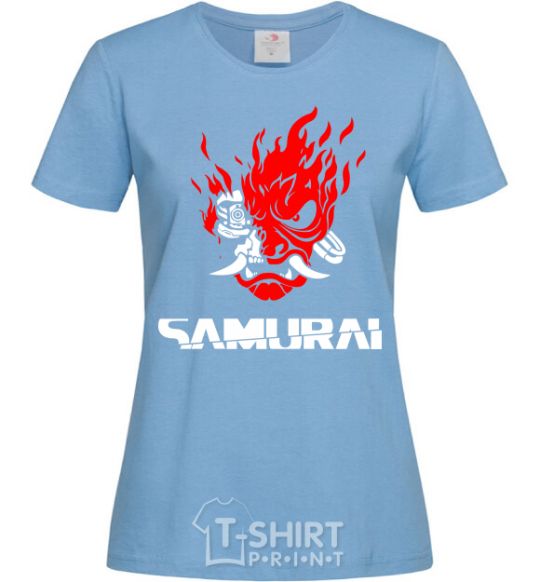 Women's T-shirt Cyberpunk 2077 samurai sky-blue фото
