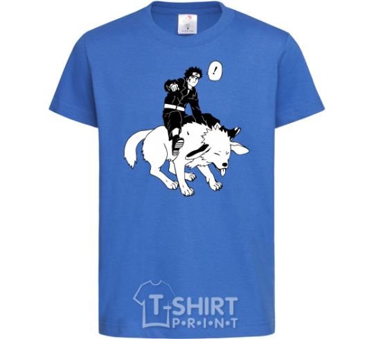 Kids T-shirt Naruto Kiba on the dog royal-blue фото