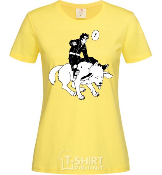 Women's T-shirt Naruto Kiba on the dog cornsilk фото