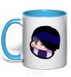 Mug with a colored handle Brawl Stars Edgar sky-blue фото