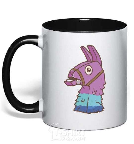 Mug with a colored handle Fortnite llama black фото