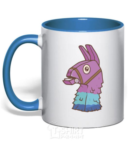 Mug with a colored handle Fortnite llama royal-blue фото