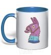 Mug with a colored handle Fortnite llama royal-blue фото