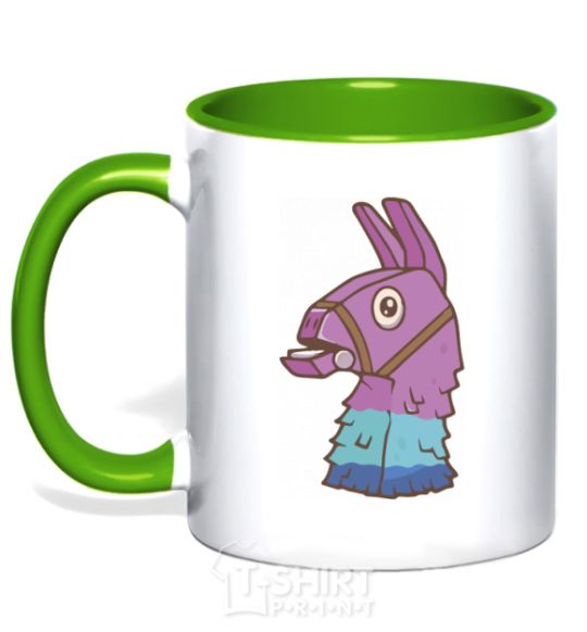 Mug with a colored handle Fortnite llama kelly-green фото
