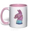 Mug with a colored handle Fortnite llama light-pink фото