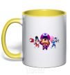 Mug with a colored handle Brawl Stars characters yellow фото