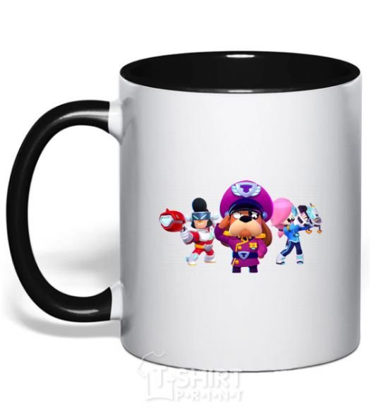 Mug with a colored handle Brawl Stars characters black фото