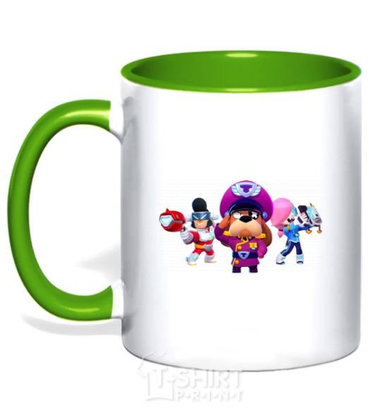 Mug with a colored handle Brawl Stars characters kelly-green фото
