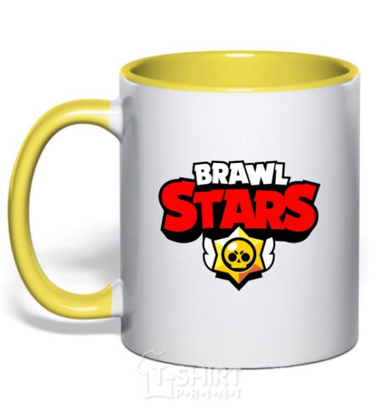 Mug with a colored handle Brawl Stars logo V.1 yellow фото