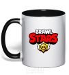 Mug with a colored handle Brawl Stars logo V.1 black фото