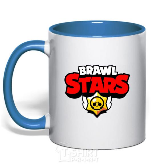 Чашка с цветной ручкой Brawl Stars logo V.1 Ярко-синий фото