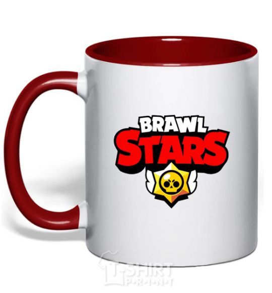 Чашка с цветной ручкой Brawl Stars logo V.1 Красный фото