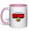 Mug with a colored handle Brawl Stars logo V.1 light-pink фото