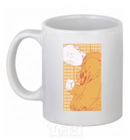 Ceramic mug One Punch Man yellow White фото