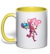 Mug with a colored handle Fortnite's captain of hugging yellow фото